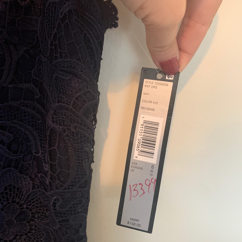 NWT Tahari Navy Illusion Sheath Dress 6 - Picture 5 of 5